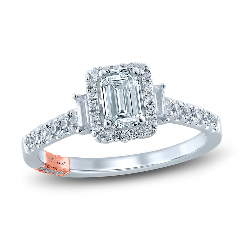 Pnina Tornai Emerald Baguette- & Round-Cut Diamond Engagement Ring 7/8 ct tw 14K White Gold