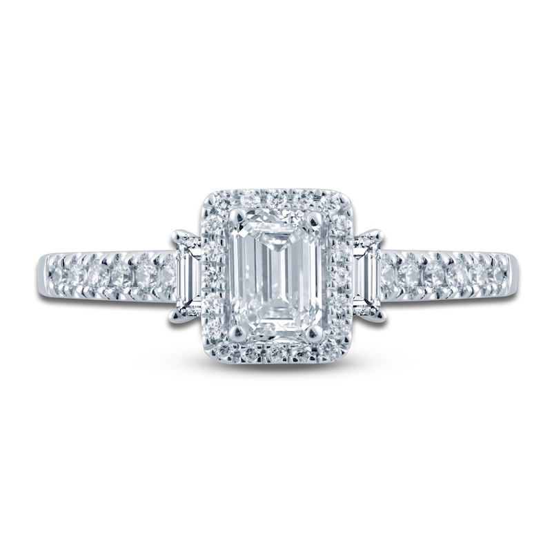 Pnina Tornai Emerald Baguette- & Round-Cut Diamond Engagement Ring 7/8 ct tw 14K White Gold