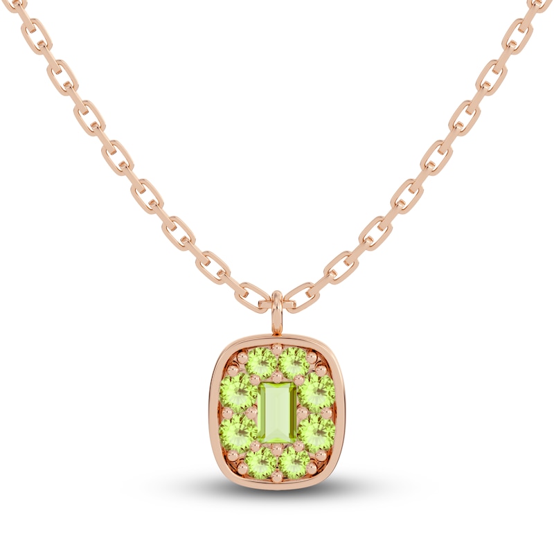 Main Image 1 of Juliette Maison Natural Peridot Pendant Necklace 10K Rose Gold