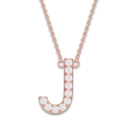 Juliette Maison Diamond Station Name Necklace 1/8 ct tw Round 10K Rose Gold