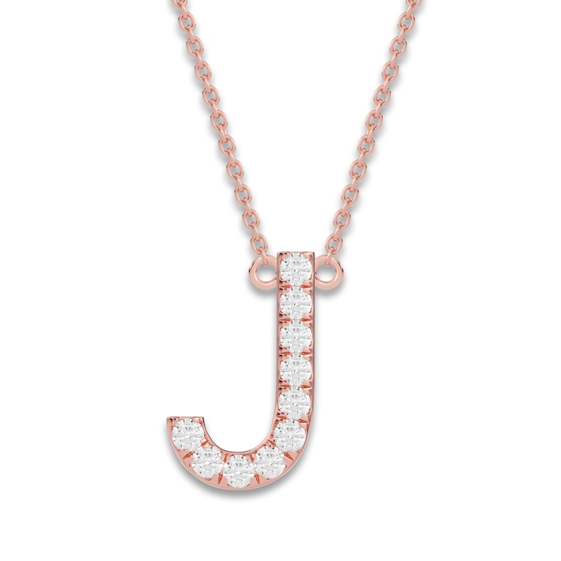 Main Image 1 of Juliette Maison Diamond Station Name Necklace 1/8 ct tw Round 10K Rose Gold