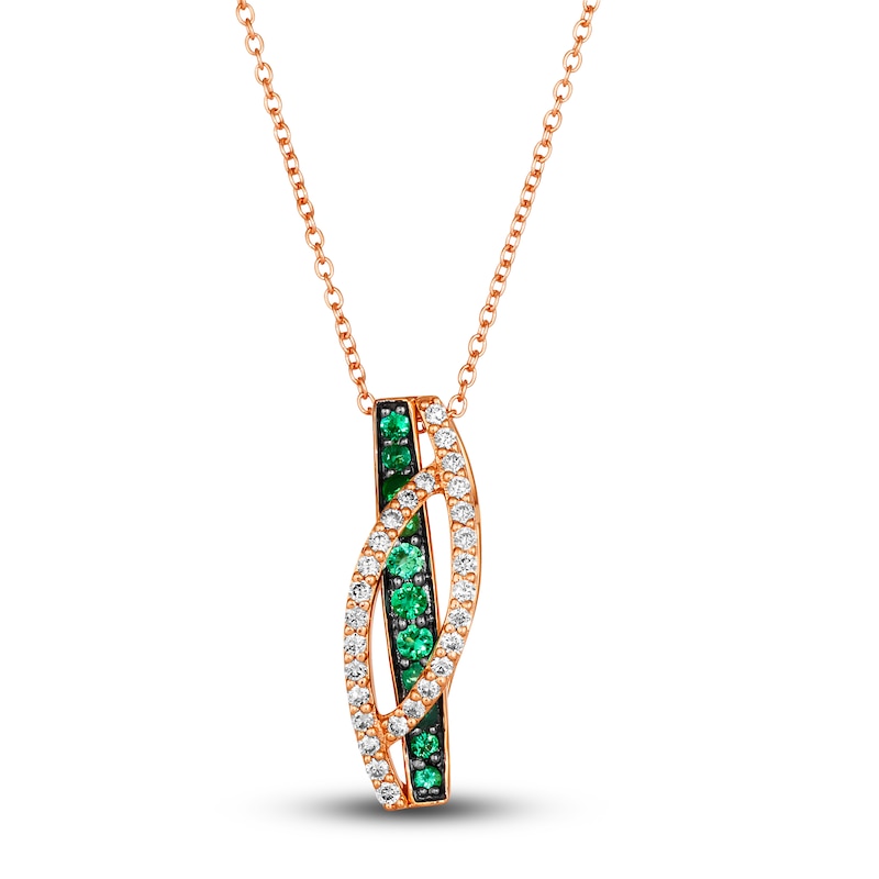 Main Image 1 of Le Vian Natural Emerald Necklace 1/5 ct tw Round 14K Strawberry Gold