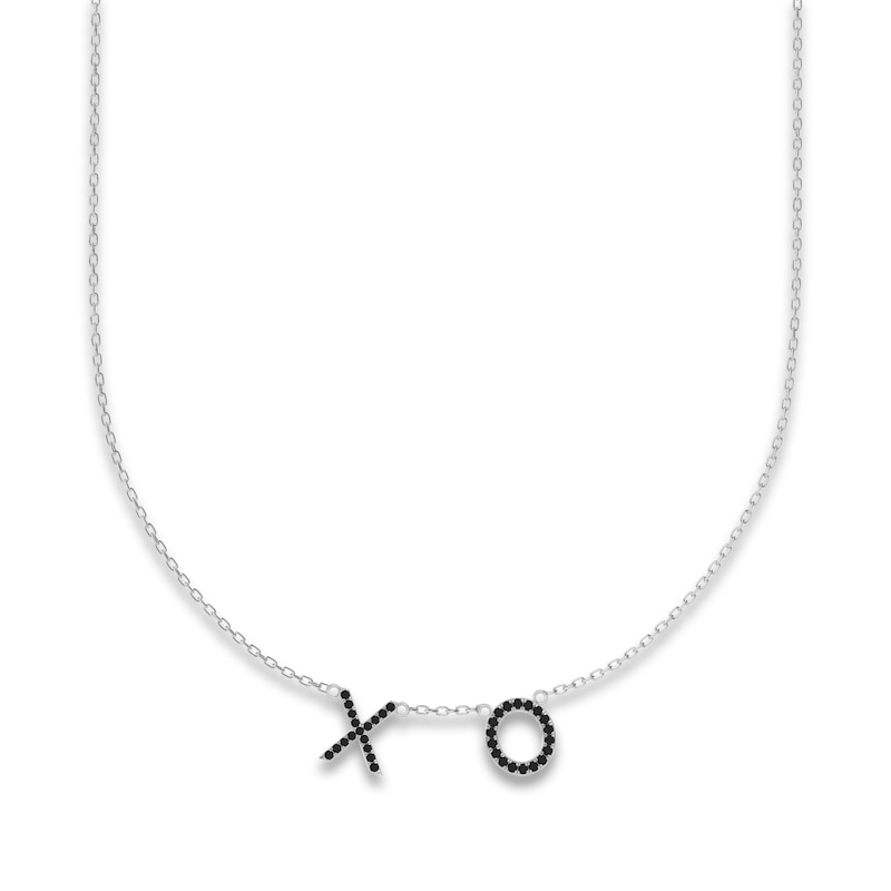Main Image 1 of Juliette Maison Black Diamond Station Name Necklace 1/2 ct tw Round 10K White Gold
