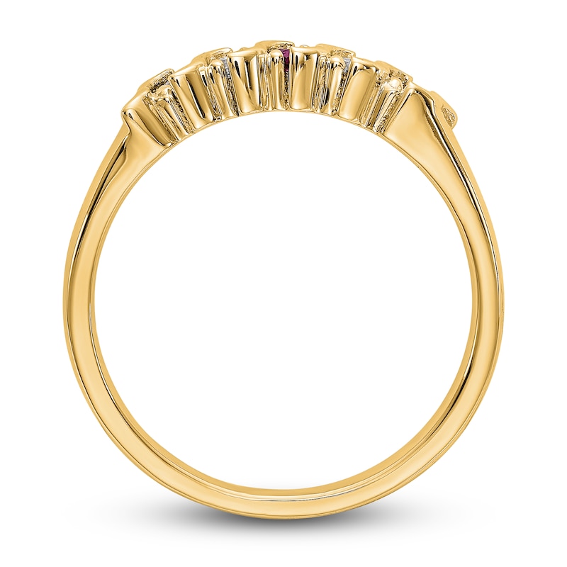 Main Image 2 of Natural Ruby Stackable Ring 1/10 ct tw Diamonds 14K Yellow Gold