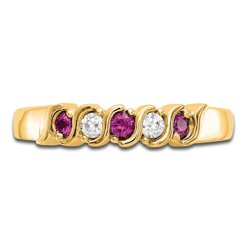 Main Image 3 of Natural Ruby Stackable Ring 1/10 ct tw Diamonds 14K Yellow Gold