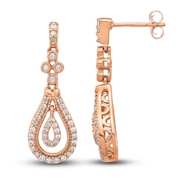 Diamond Dangle Earrings 3/8 ct tw Round 14K Rose Gold