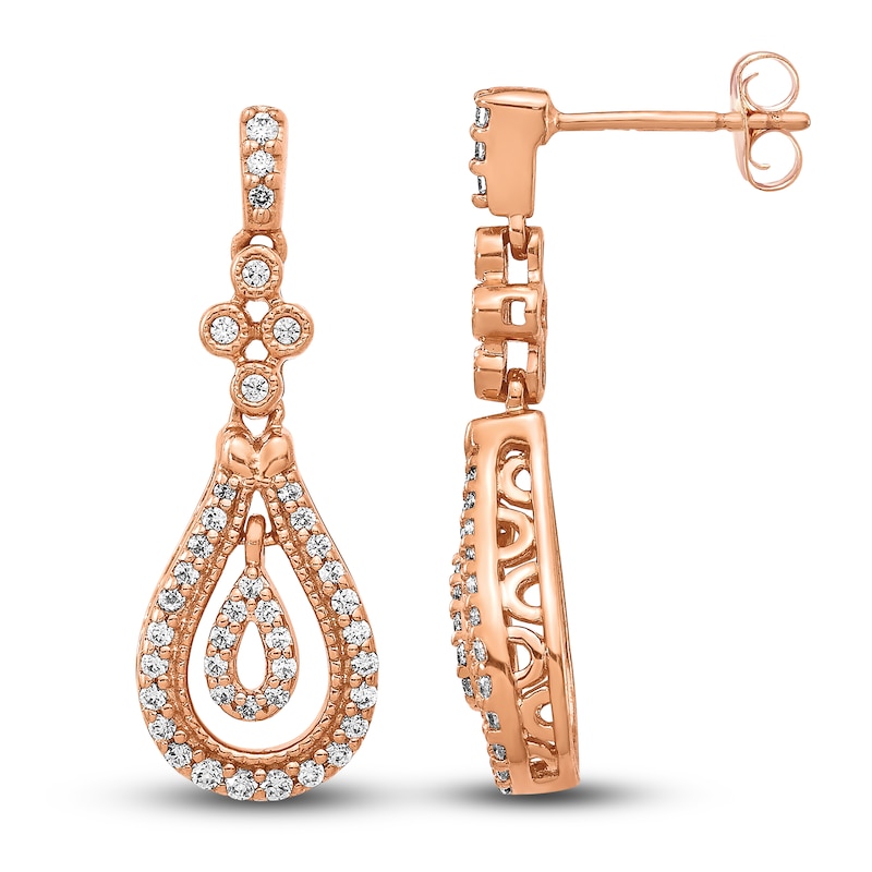 Diamond Dangle Earrings 3/8 ct tw Round 14K Rose Gold
