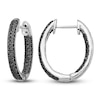 Thumbnail Image 1 of Black Diamond Hoop Earrings 1/2 ct tw Round 14K White Gold