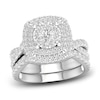 Thumbnail Image 1 of Diamond Double Halo Bridal Set 2 ct tw Round 14K White Gold