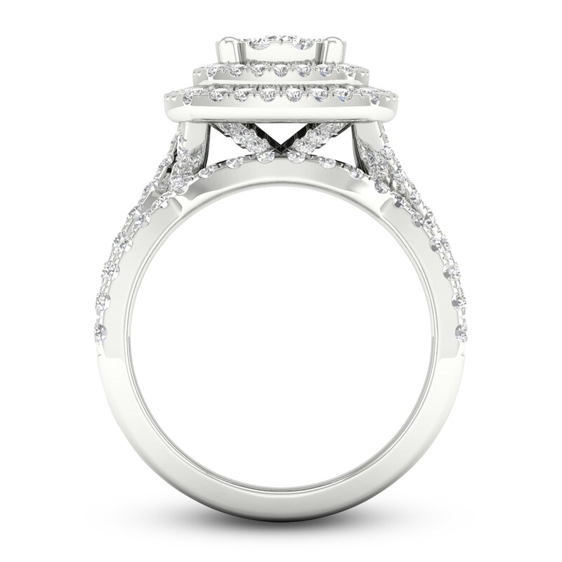 Main Image 4 of Diamond Double Halo Bridal Set 2 ct tw Round 14K White Gold