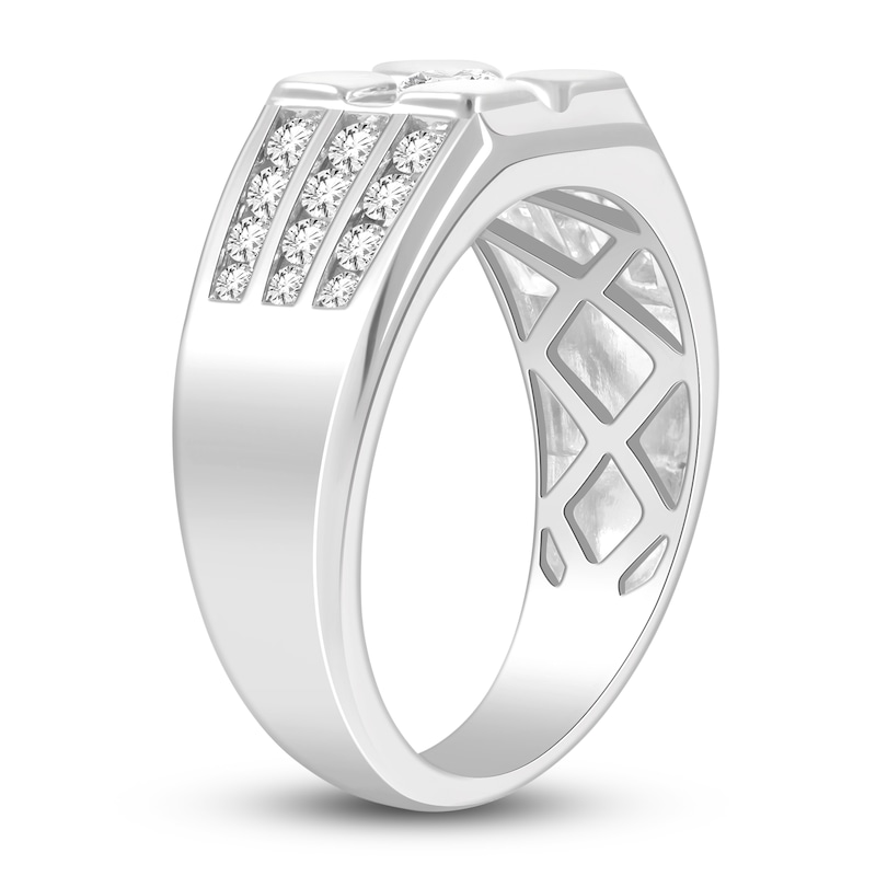 Main Image 2 of Men's Diamond Ring 1 ct tw Round 14K White Gold