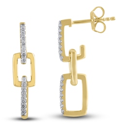 Diamond Dangle Earrings 1/5 ct tw Round 10K Yellow Gold
