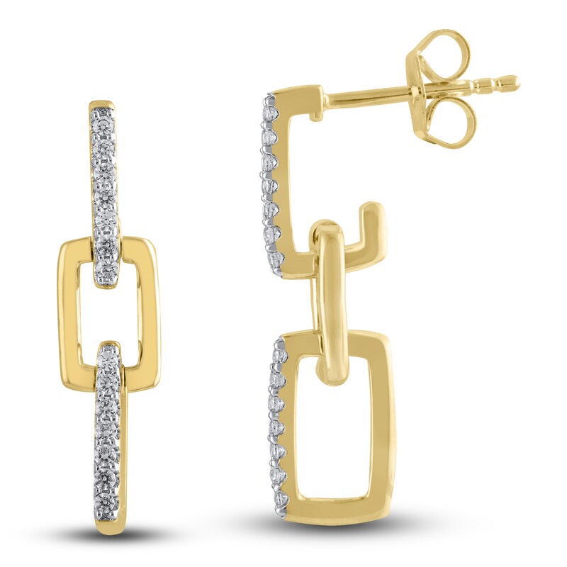 Main Image 1 of Diamond Dangle Earrings 1/5 ct tw Round 10K Yellow Gold