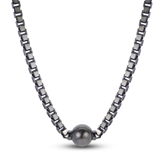 Men's Tahitian Cultured Pearl Necklace Sterling Silver 19"