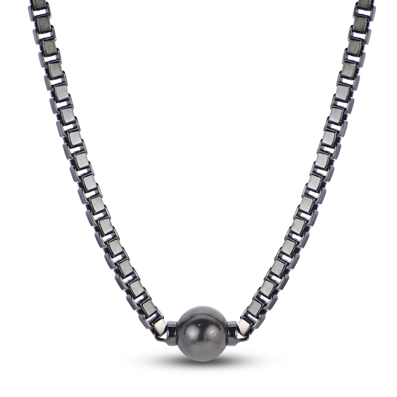 Main Image 1 of Men's Tahitian Freshwater Cultured Pearl Necklace Sterling Silver 19"