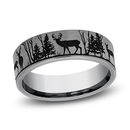 Men's Deer Wedding Band Grey Tantalum 7.0mm