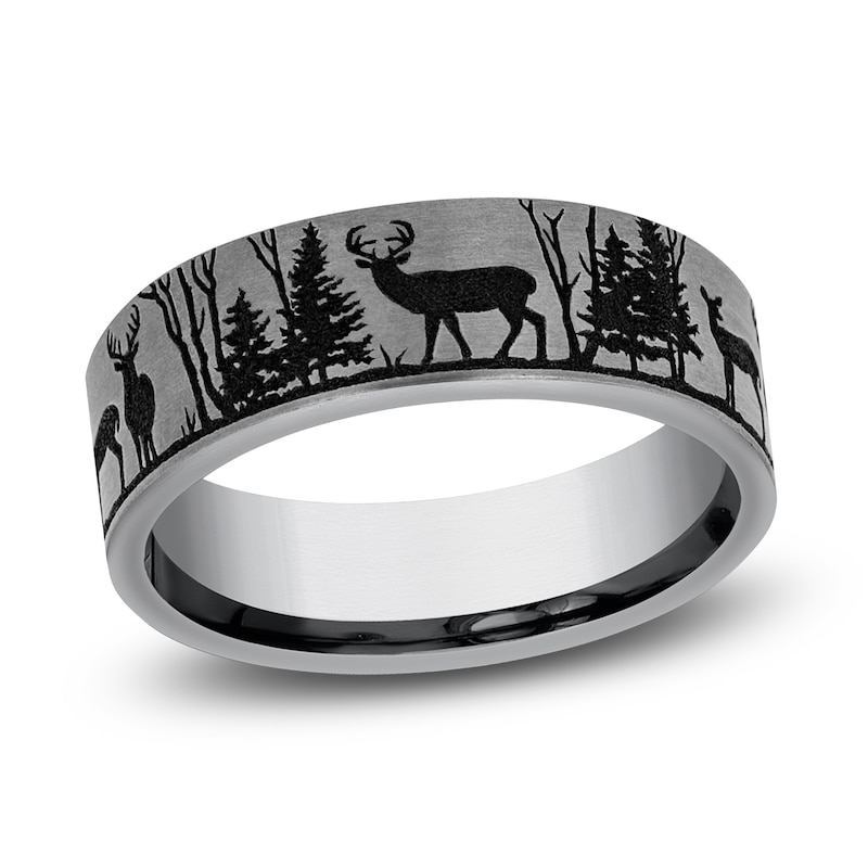 Main Image 1 of Men's Deer Wedding Band Grey Tantalum 7.0mm