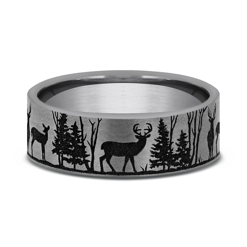 Main Image 3 of Men's Deer Wedding Band Grey Tantalum 7.0mm