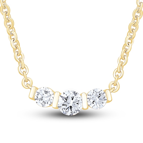 Diamond 3-Stone Pendant Necklace 1/2 ct tw Round 14K Yellow Gold | Jared