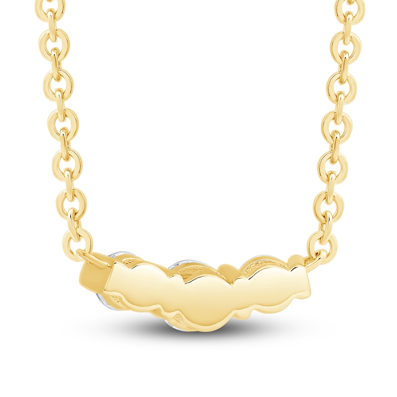 Main Image 4 of Diamond 3-Stone Necklace 1/2 ct tw Round 14K Yellow Gold