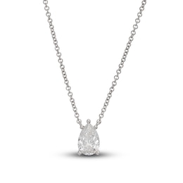 Lab-Grown Diamond Solitaire Necklace 1 ct tw Pear-shaped 14K White Gold 19" (SI2/F)
