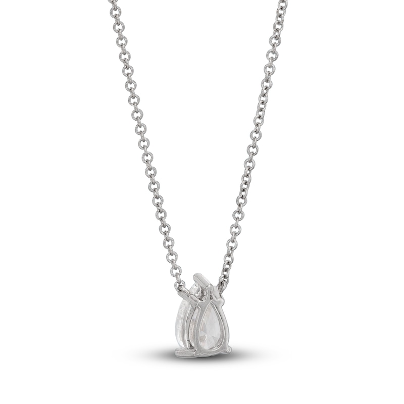Main Image 3 of Lab-Grown Diamond Solitaire Necklace 1 ct tw Pear-shaped 14K White Gold 19" (SI2/F)