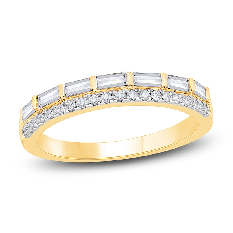 Main Image 1 of Diamond Ring 1/2 ct tw Round/Baguette 14K Yellow Gold