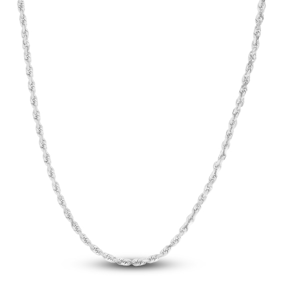 Solid Diamond-Cut Rope Chain Necklace 14K White Gold 22" 2.0mm