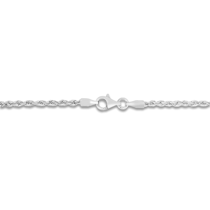 Main Image 2 of Solid Diamond-Cut Rope Chain Necklace 14K White Gold 22" 2.0mm