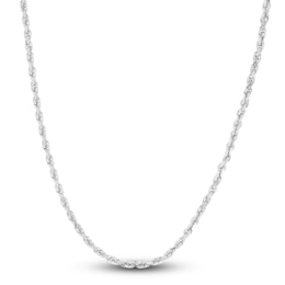 Solid Diamond-Cut Rope Chain Necklace 14K White Gold 24" 2.5mm