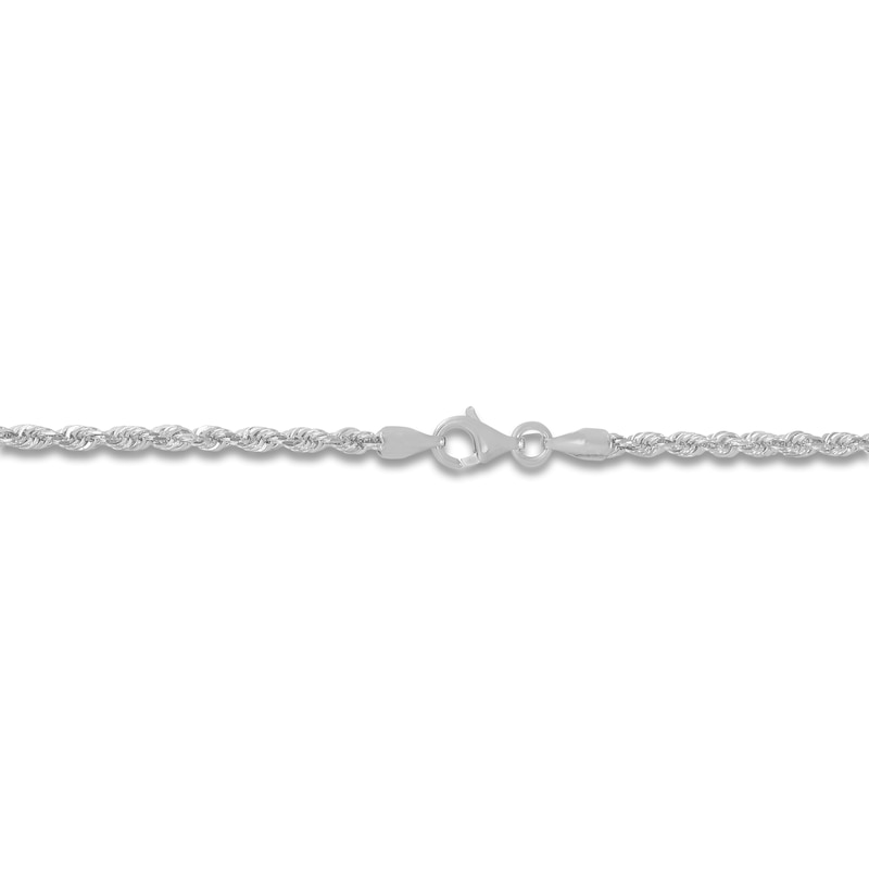 Main Image 2 of Solid Diamond-Cut Rope Chain Necklace 14K White Gold 24" 2.5mm
