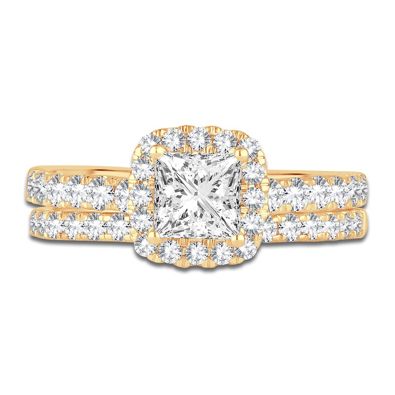 Main Image 3 of Diamond Bridal Set 1-1/2 ct tw Princess/Round 14K Yellow Gold