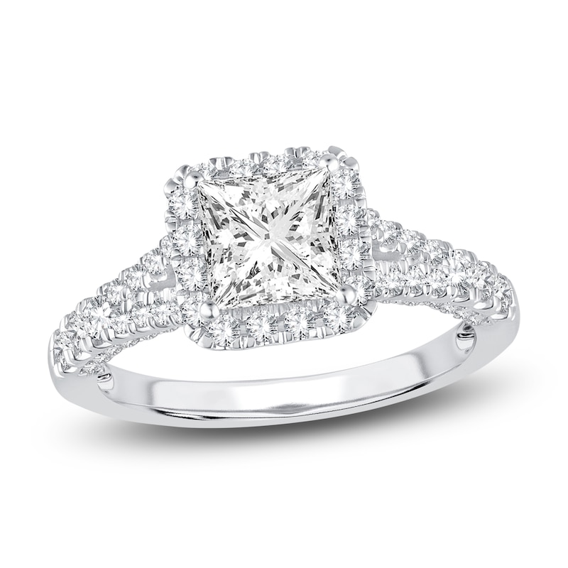 Main Image 1 of Diamond Engagement Ring 1-3/4 ct tw Princess/Round 14K White Gold
