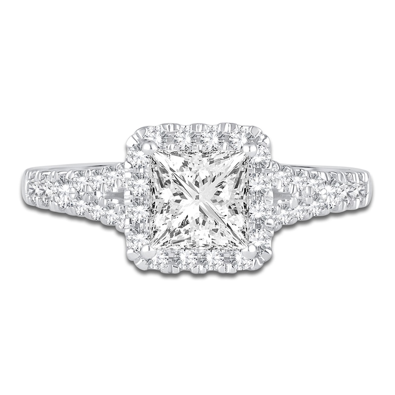 Main Image 3 of Diamond Engagement Ring 1-3/4 ct tw Princess/Round 14K White Gold