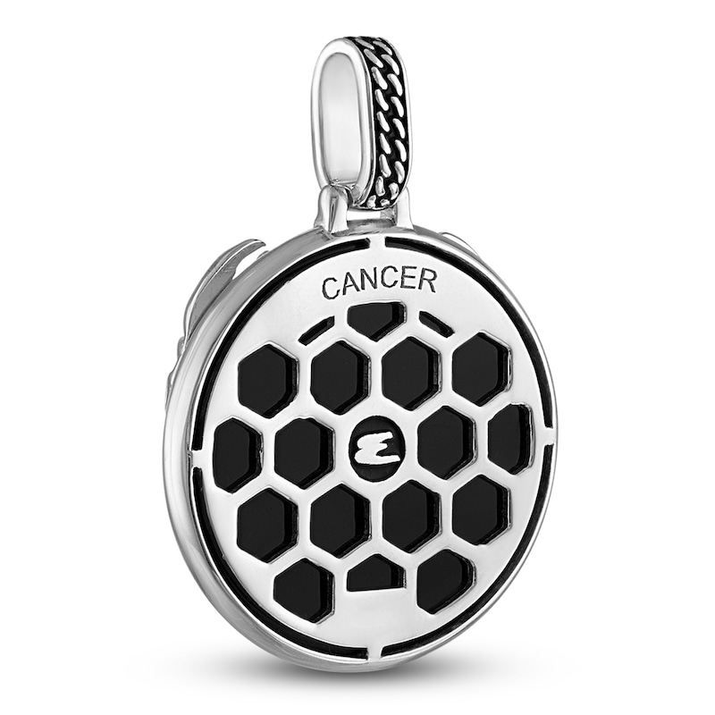 Main Image 3 of 1933 by Esquire Men's Natural Onyx & Natural White Topaz Cancer Charm Sterling Silver