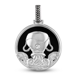 1933 by Esquire Men's Natural Black Onyx & Natural White Topaz Virgo Charm Sterling Silver