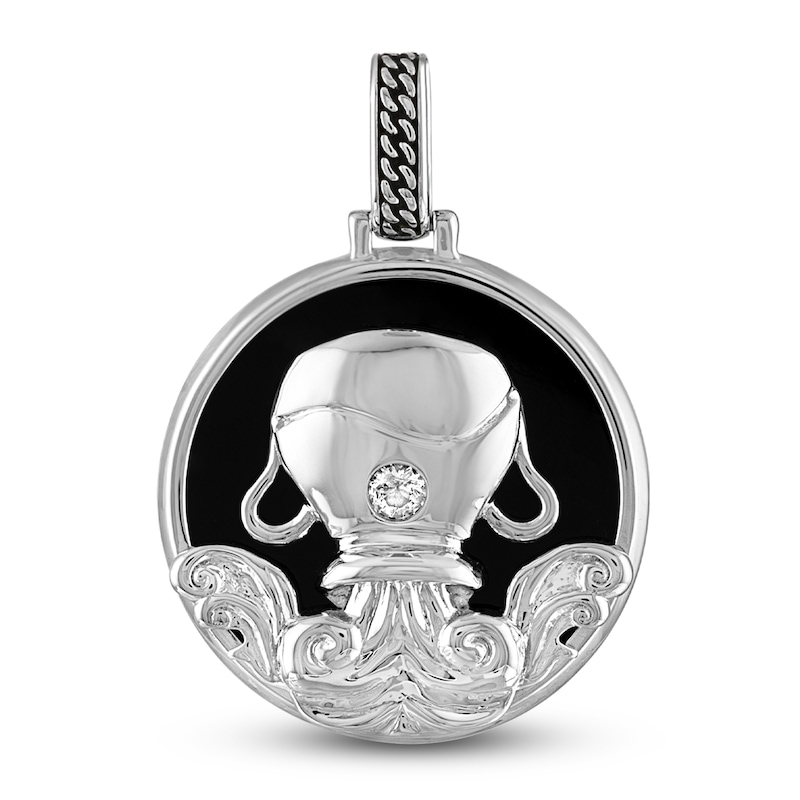Main Image 1 of 1933 by Esquire Men's Natural Black Onyx & Natural White Topaz Virgo Charm Sterling Silver