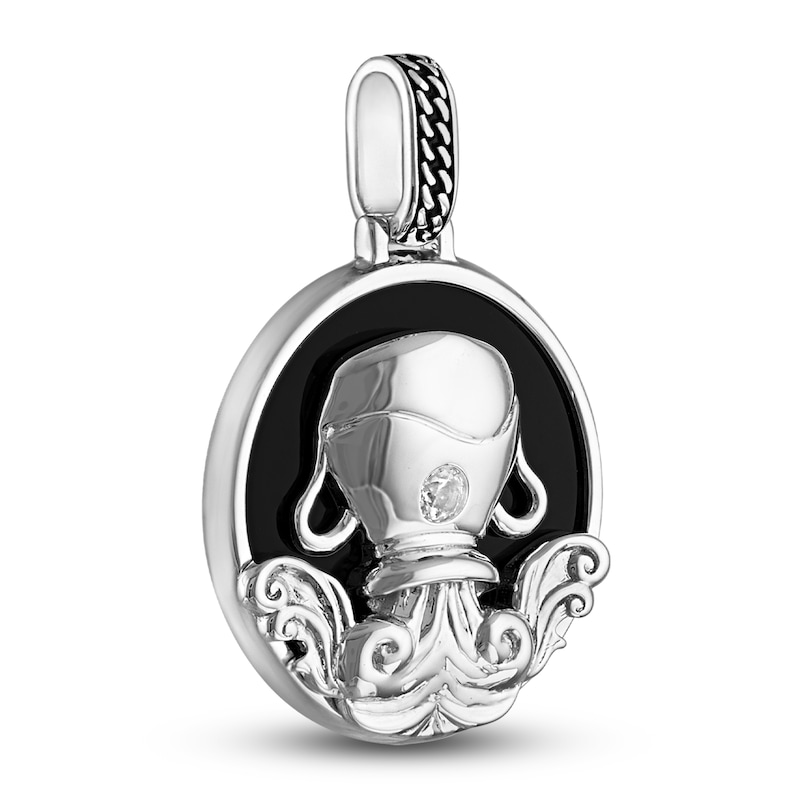 Main Image 2 of 1933 by Esquire Men's Natural Black Onyx & Natural White Topaz Virgo Charm Sterling Silver