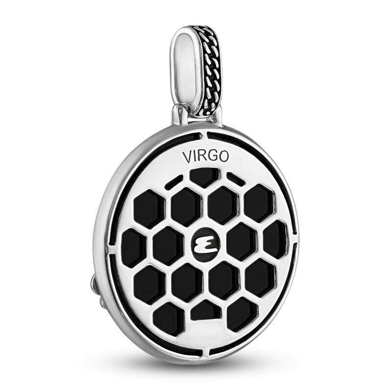 Main Image 3 of 1933 by Esquire Men's Natural Black Onyx & Natural White Topaz Virgo Charm Sterling Silver