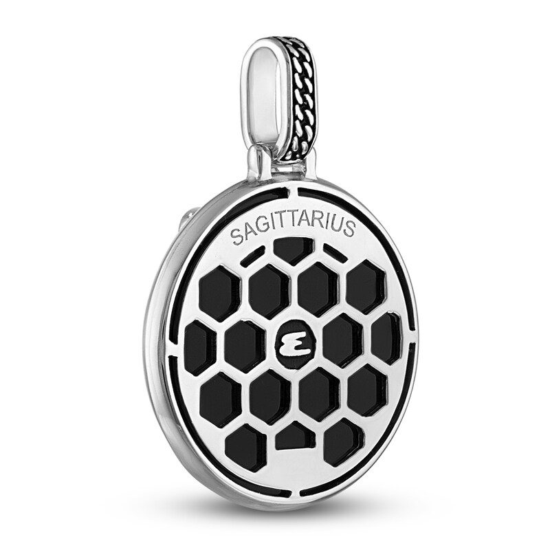 Main Image 3 of 1933 by Esquire Men's Natural Black Onyx & Natural White Topaz Sagittarius Charm Sterling Silver