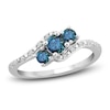 Thumbnail Image 1 of Montana Blue Round-Cut Natural Sapphire Ring 1/6 ct tw Diamonds 14K White Gold