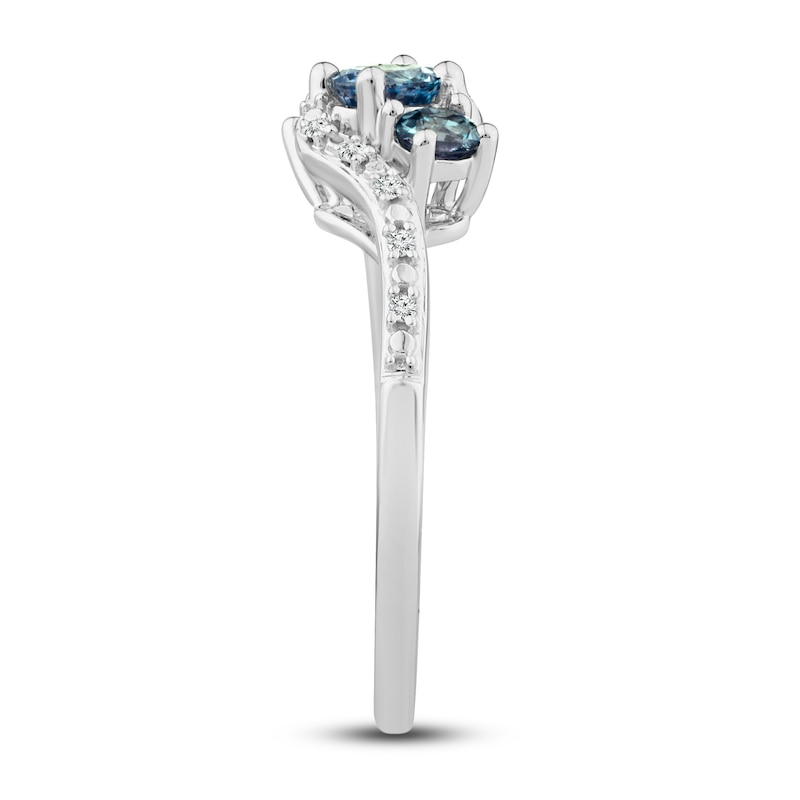 Main Image 2 of Montana Blue Round-Cut Natural Sapphire Ring 1/6 ct tw Diamonds 14K White Gold