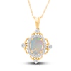 Thumbnail Image 1 of Kallati Oval-Cut Natural Opal Pendant Necklace 3/8 ct tw Diamonds 14K Yellow Gold 18"