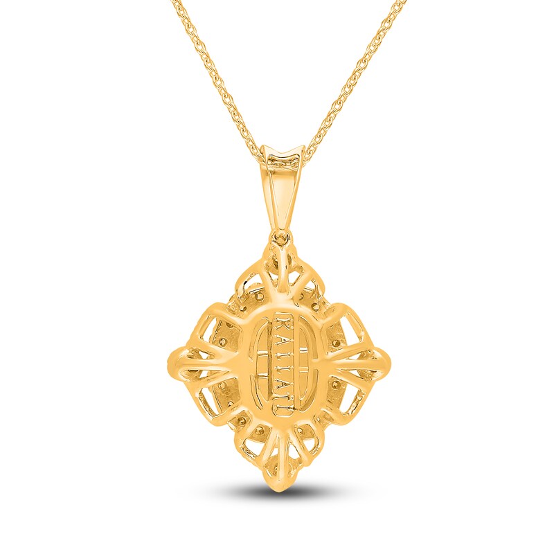 Main Image 3 of Kallati Oval-Cut Natural Opal Pendant Necklace 3/8 ct tw Diamonds 14K Yellow Gold 18"