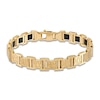 Thumbnail Image 4 of LUSSO by Italia D'Oro Men's Natural Onyx Bracelet 14K Yellow Gold 8.25"
