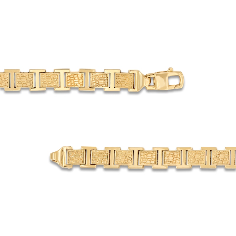 LUSSO by Italia D'Oro Men's Natural Onyx Bracelet 14K Yellow Gold 8.25"