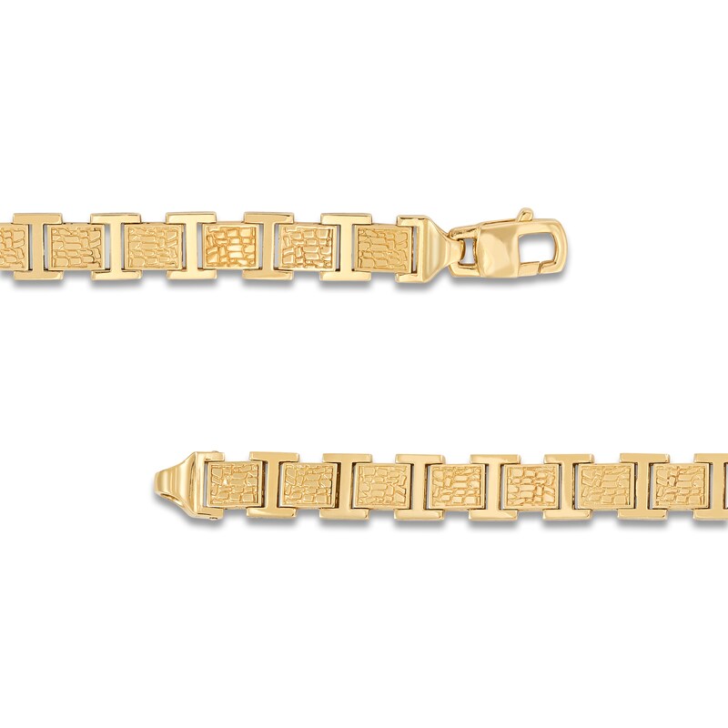 Main Image 5 of LUSSO by Italia D'Oro Men's Natural Onyx Bracelet 14K Yellow Gold 8.25"