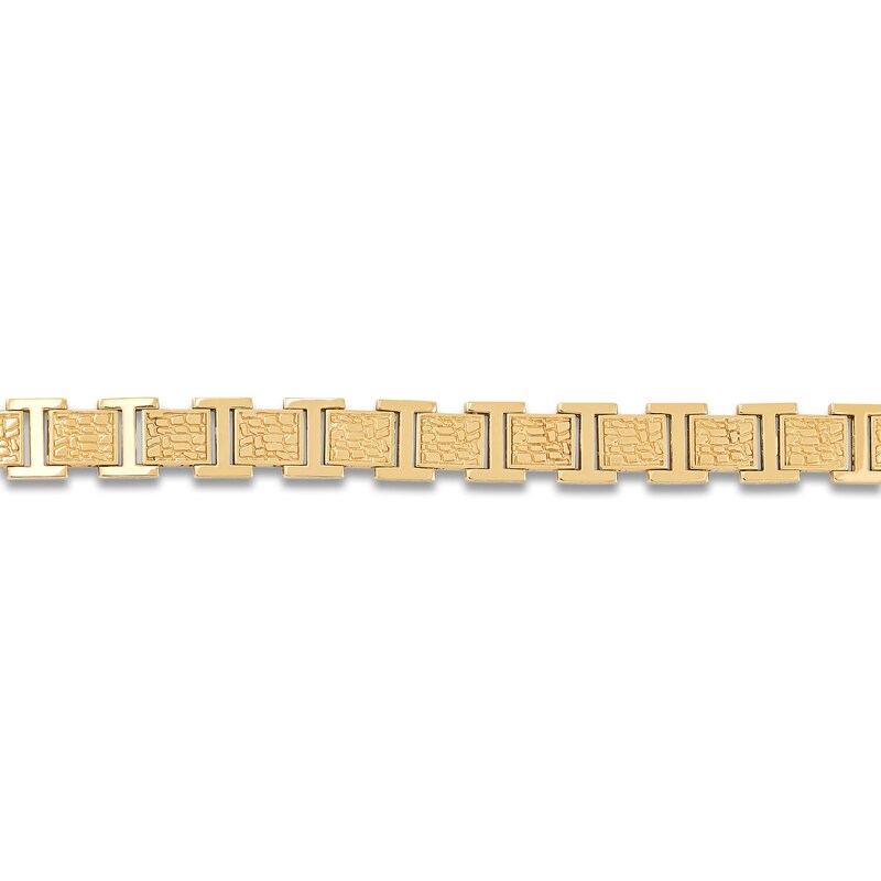 Main Image 6 of LUSSO by Italia D'Oro Men's Natural Onyx Bracelet 14K Yellow Gold 8.25"