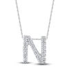 Thumbnail Image 1 of Diamond Letter N Necklace 1/20 ct tw Round 14K White Gold 18"