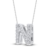 Thumbnail Image 2 of Diamond Letter N Necklace 1/20 ct tw Round 14K White Gold 18"